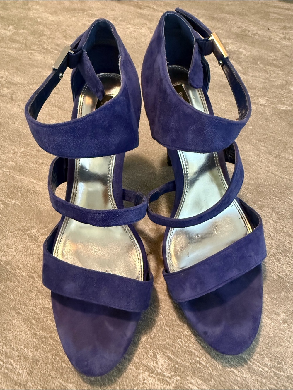 White house/black Market  blue Suede Strappy Block Heel shoes